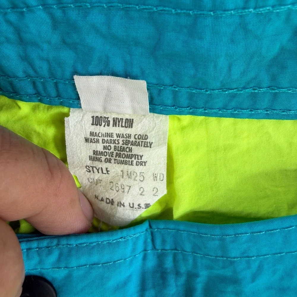 Quiksilver Board Shorts Mens 31 Neon Yellow Teal Vintage 90s Made in USA 1M25 WD